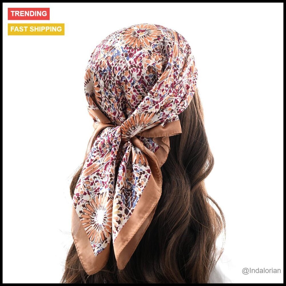 Lightweight Satin Silk Square Scarf Elegant Versatile Head Neck Accessory